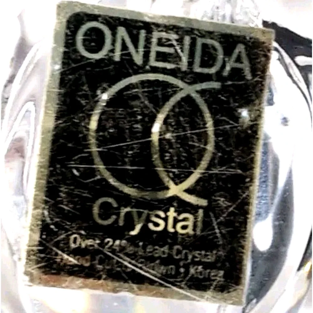 VTG Oneida Bunny Rabbit Figurines Set of 2 Lead Crystal Clear Hand Cut &‎ Blown